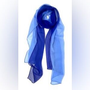 Elegant Blue Sheer Ombré Silk Scarf